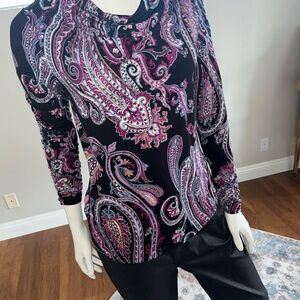 Chico's Black and Purple Pink Paisley Blouse